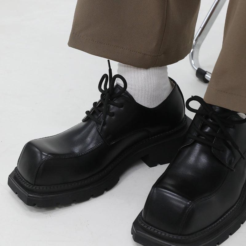 Big Head Square Head Leather Shoes Fashion Woman Thick Sole Personality Casual - Amazitshop