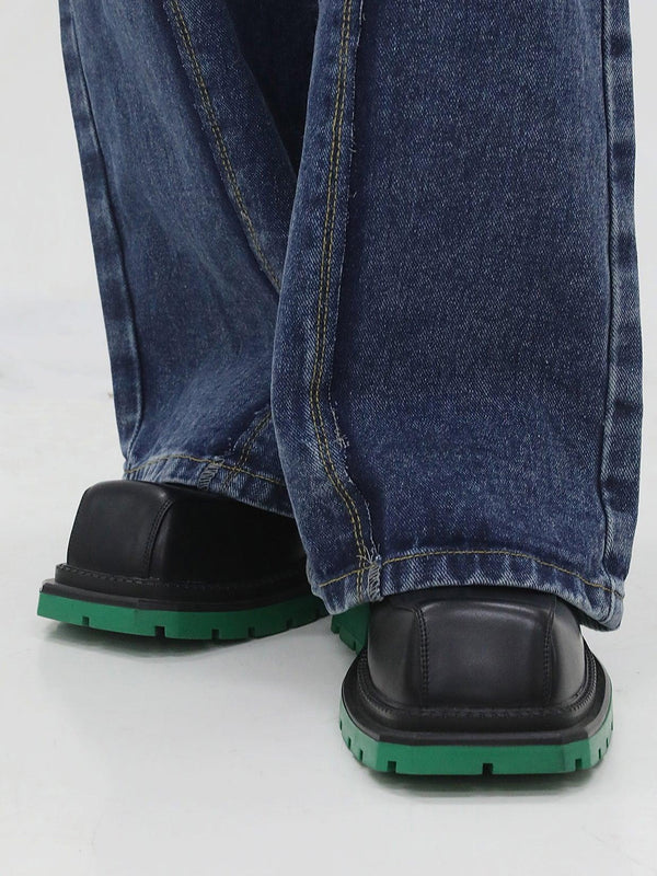Big Head Square Head Leather Shoes Fashion Woman Thick Sole Personality Casual - Amazitshop