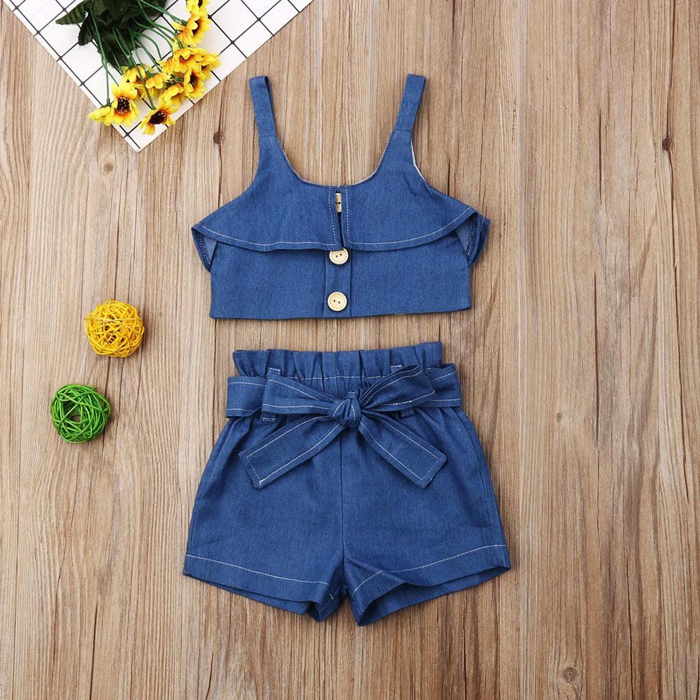 Big Kids Children's Sling Shorts Denim Suit Women - Amazitshop