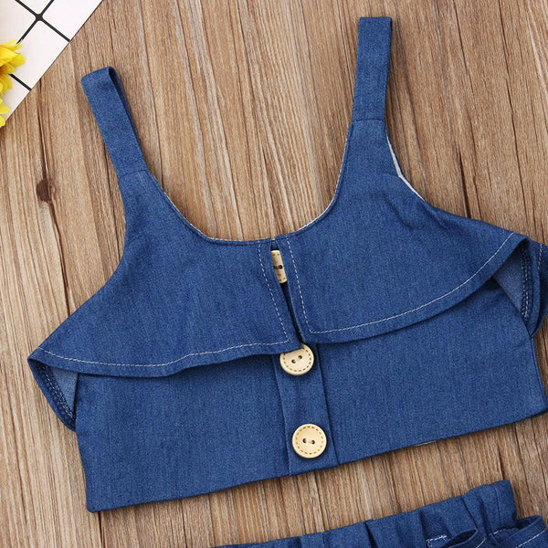 Big Kids Children's Sling Shorts Denim Suit Women - Amazitshop
