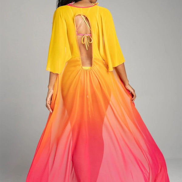 Bikini Tie Rope Gradient Color Bikini Swimsuit Female Split Swimwear - Amazitshop