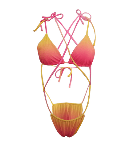 Bikini Tie Rope Gradient Color Bikini Swimsuit Female Split Swimwear - Amazitshop