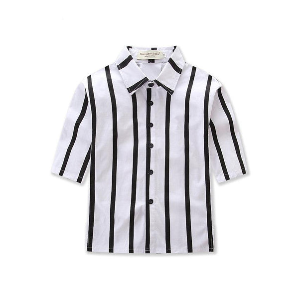 Black and white vertical striped shirt long sleeves - Amazitshop