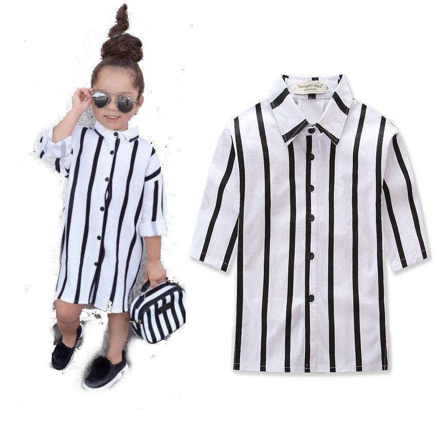 Black and white vertical striped shirt long sleeves - Amazitshop