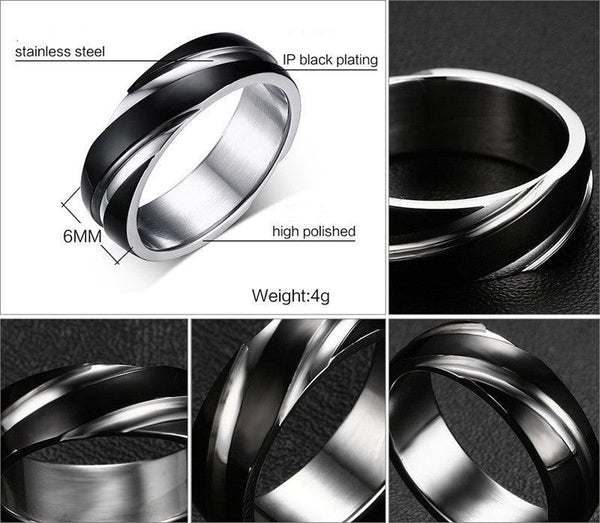 Black Titanium Steel Twill Men's Ring - Amazitshop