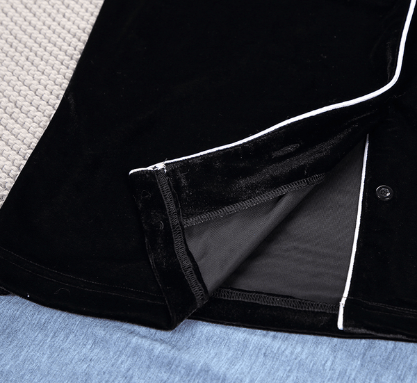 Black Velvet Sleepwear Female Long Sleeve Turn Down - Amazitshop