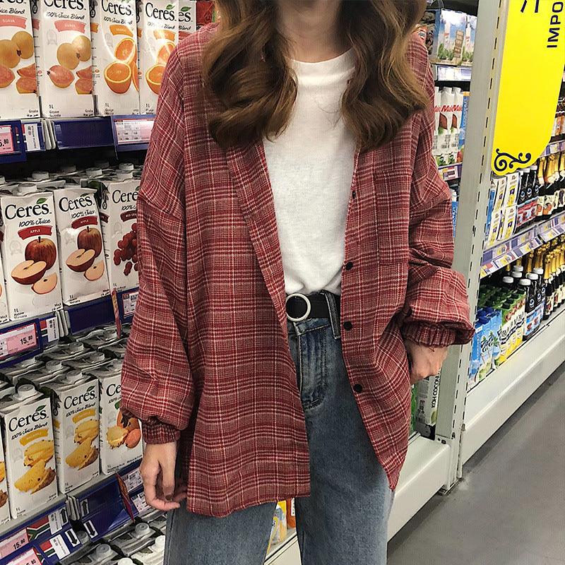 Blouses Plaid Shirt - Amazitshop