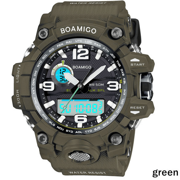 BOAMIGO brand men sports watches dual display analog digital LED Electronic quartz watches 50M waterproof swimming watch F5100 - Amazitshop