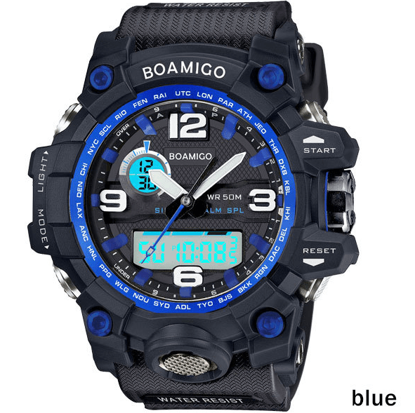 BOAMIGO brand men sports watches dual display analog digital LED Electronic quartz watches 50M waterproof swimming watch F5100 - Amazitshop