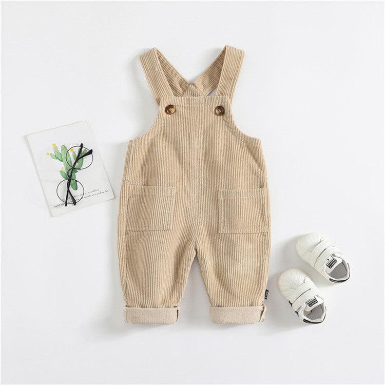 Boys and girls baby denim suspenders trousers - Amazitshop