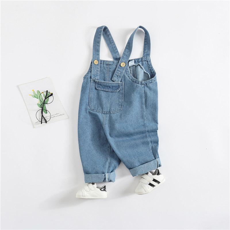 Boys and girls baby denim suspenders trousers - Amazitshop