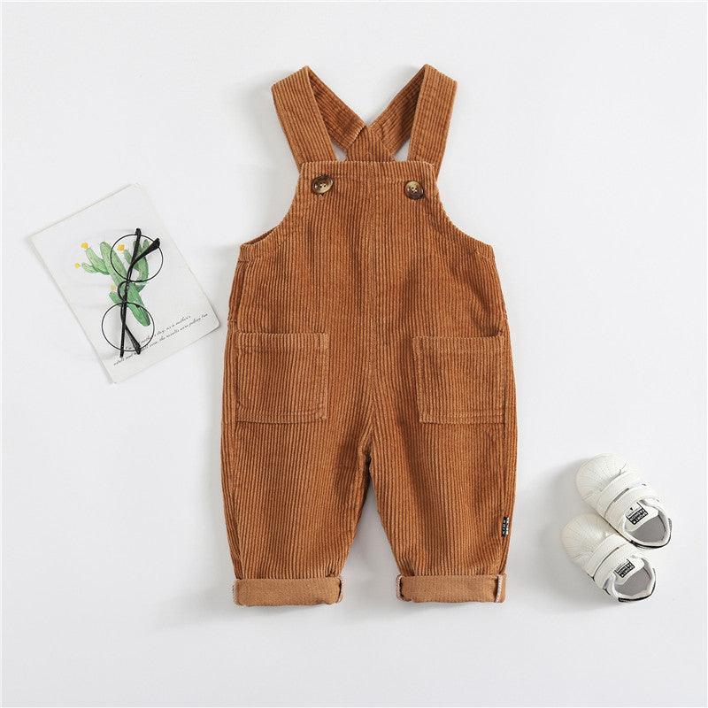 Boys and girls baby denim suspenders trousers - Amazitshop