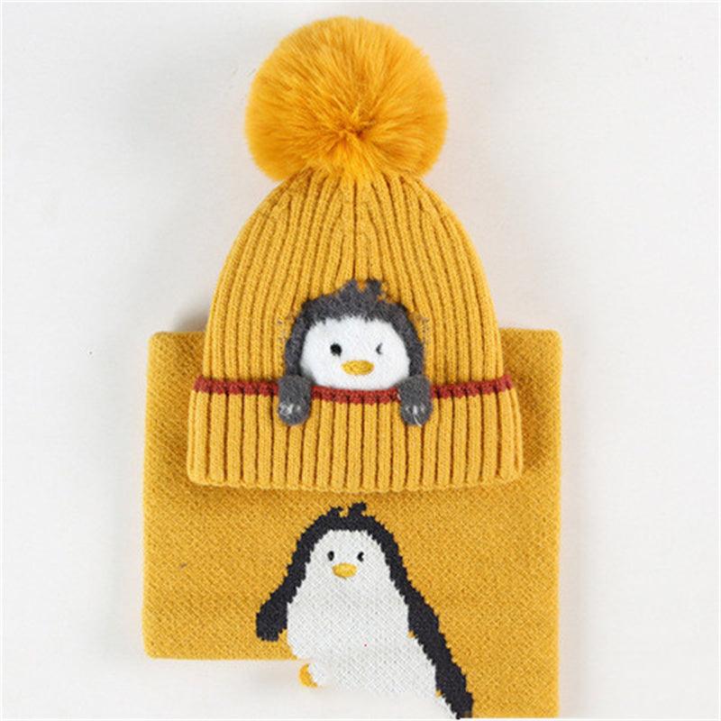 Boys And Girls Knitted Scarf Warm Winter Hat - Amazitshop