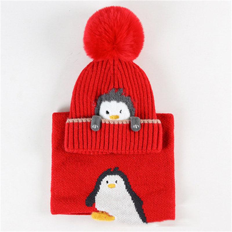 Boys And Girls Knitted Scarf Warm Winter Hat - Amazitshop