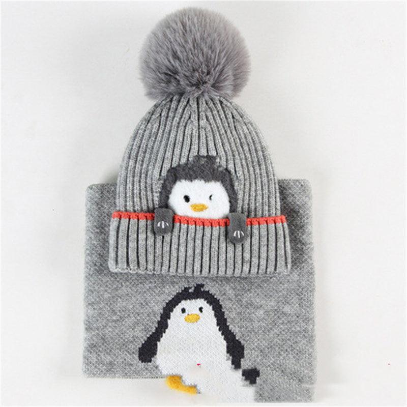 Boys And Girls Knitted Scarf Warm Winter Hat - Amazitshop
