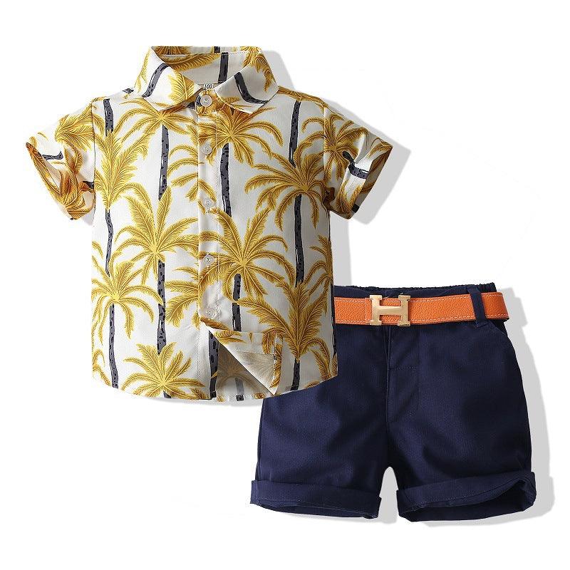 Boys Beach Style Short Sleeve Shirt Outfit - Amazitshop