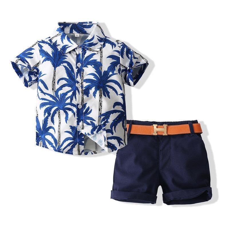 Boys Beach Style Short Sleeve Shirt Outfit - Amazitshop