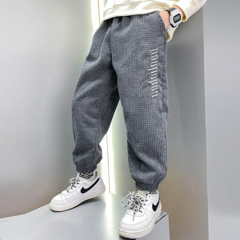 Boys' Casual Pants Thickened Plus Velvet Middle - aged Kids - Amazitshop