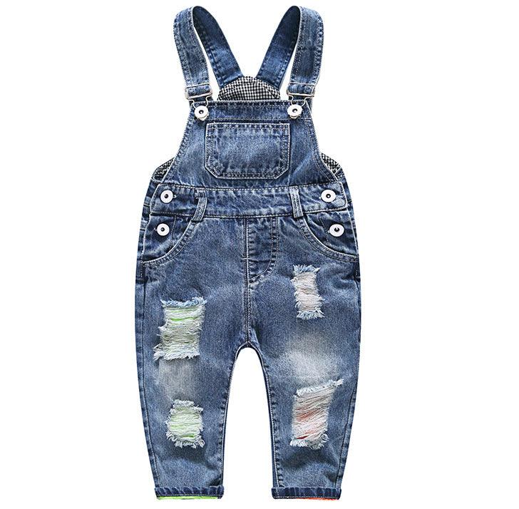 Boys' Fashion Simple Denim Suspender Pants - Amazitshop
