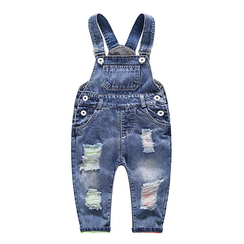 Boys' Fashion Simple Denim Suspender Pants - Amazitshop