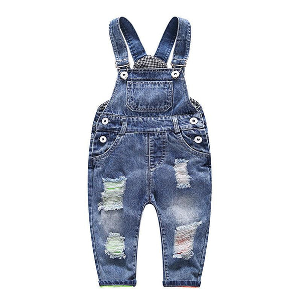Boys' Fashion Simple Denim Suspender Pants - Amazitshop