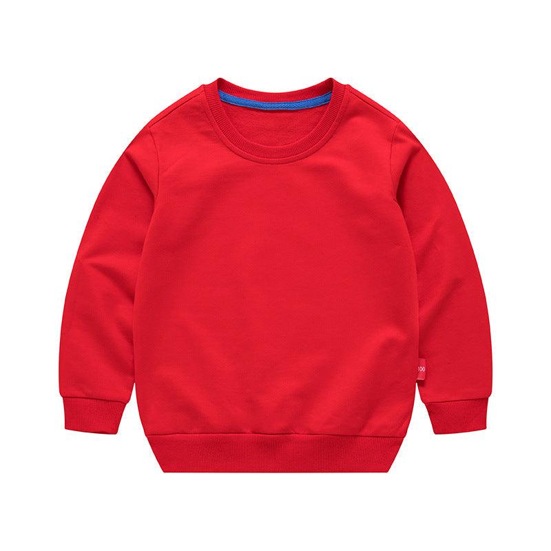 Boys Korean Round Neck Solid Color Loose Long Sleeve Pullover - Amazitshop