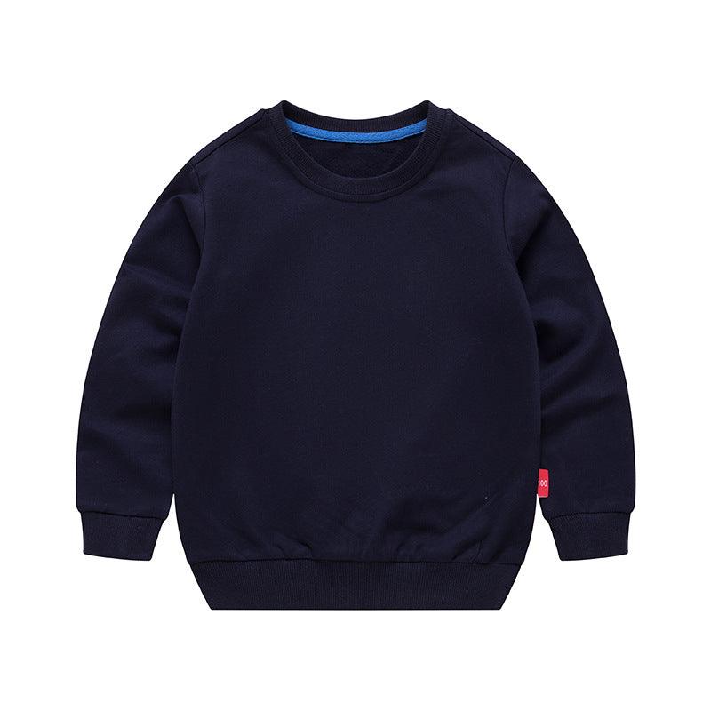 Boys Korean Round Neck Solid Color Loose Long Sleeve Pullover - Amazitshop