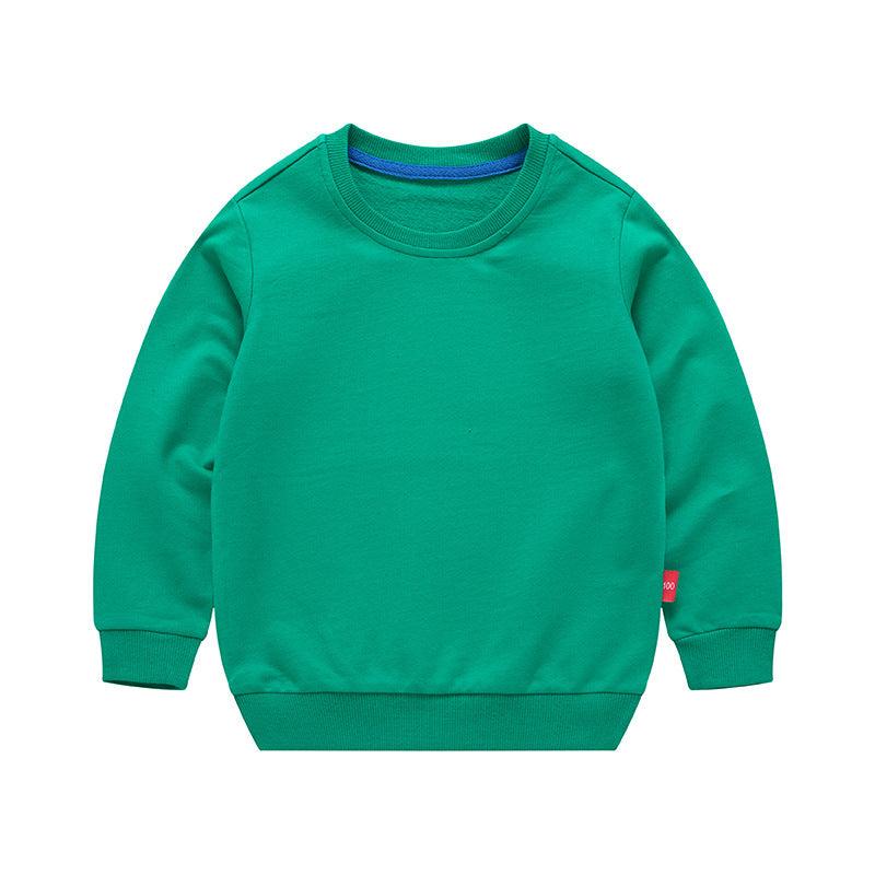 Boys Korean Round Neck Solid Color Loose Long Sleeve Pullover - Amazitshop