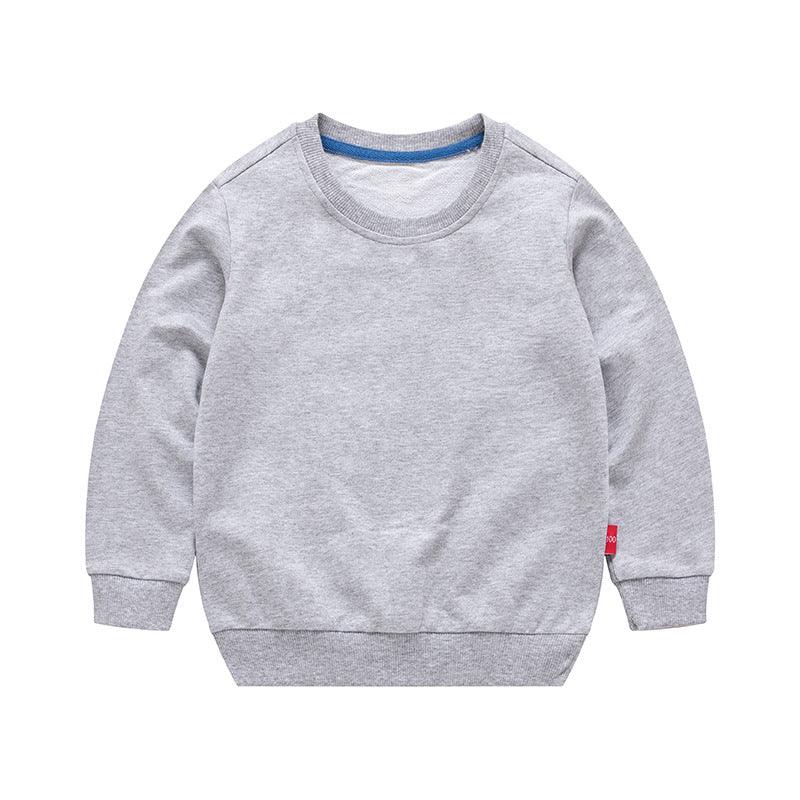 Boys Korean Round Neck Solid Color Loose Long Sleeve Pullover - Amazitshop