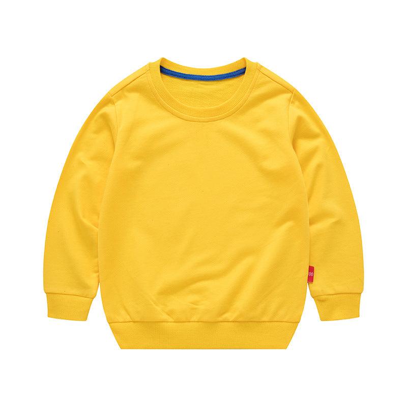 Boys Korean Round Neck Solid Color Loose Long Sleeve Pullover - Amazitshop