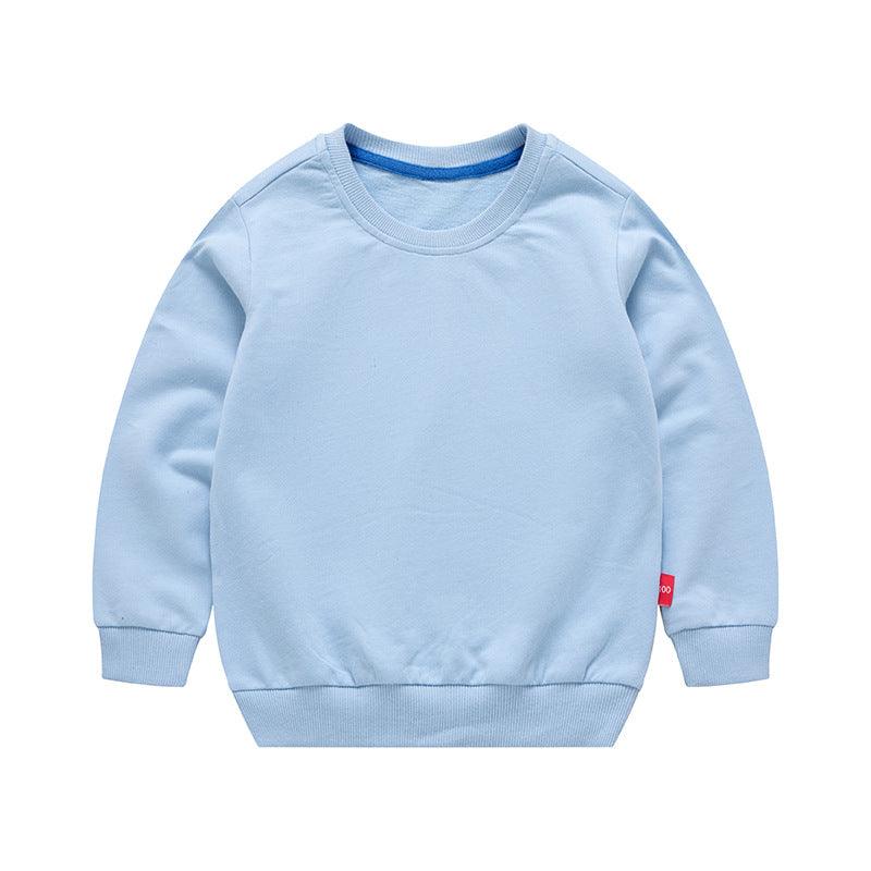 Boys Korean Round Neck Solid Color Loose Long Sleeve Pullover - Amazitshop