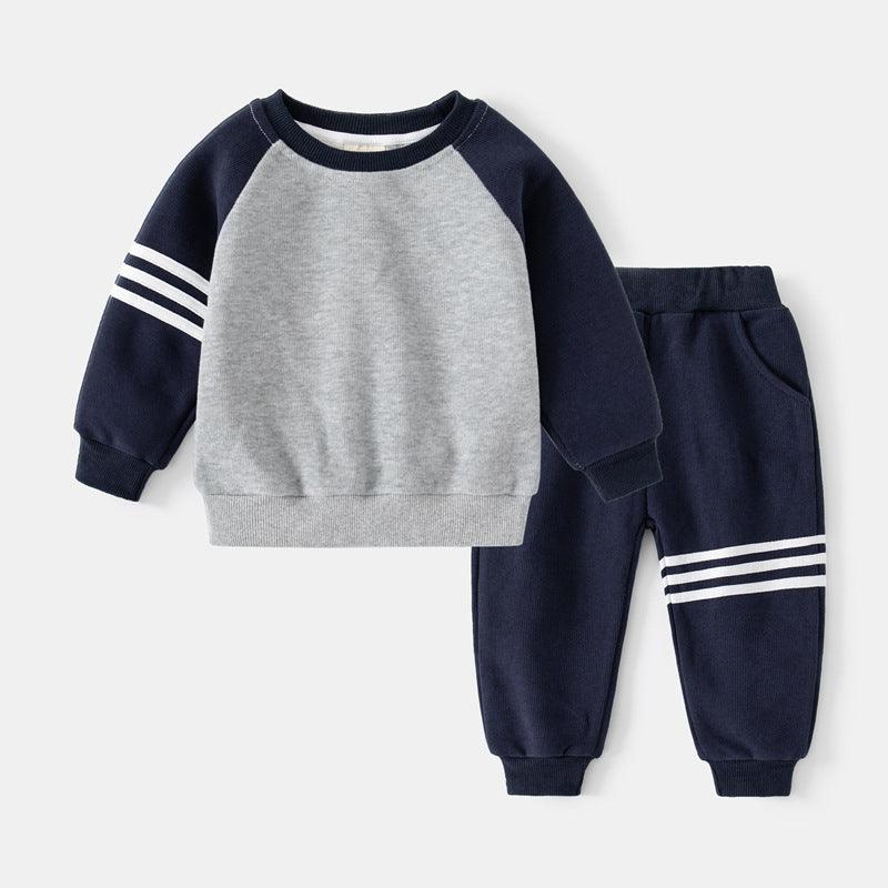 Boys' Patchwork Sleeve Bars Sweater - Amazitshop