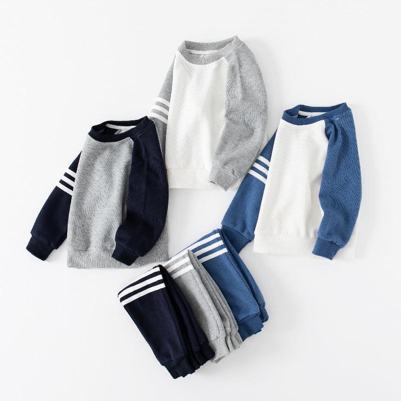 Boys' Patchwork Sleeve Bars Sweater - Amazitshop