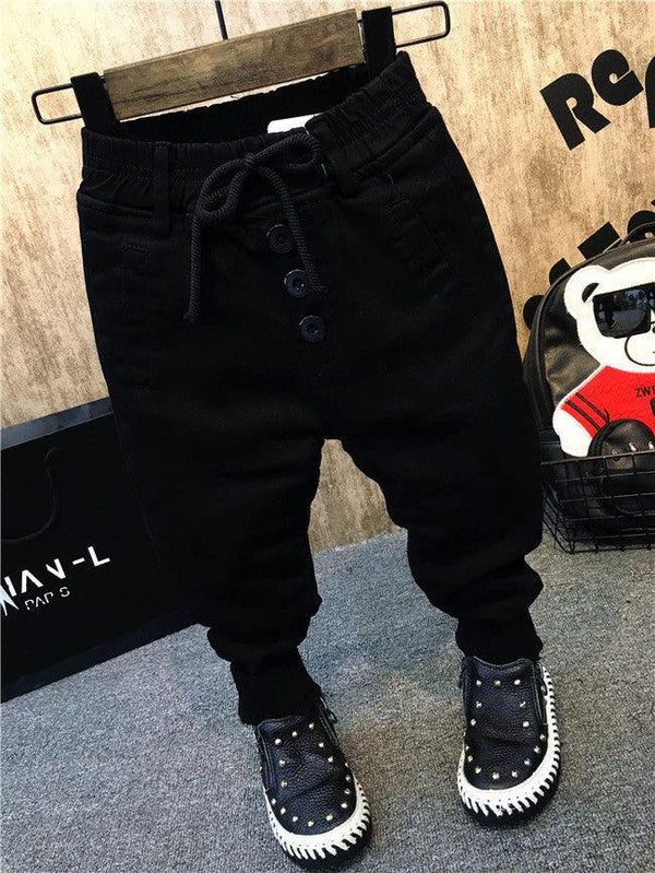 Boy's personality thickening plus velvet jeans children's jeans - Amazitshop