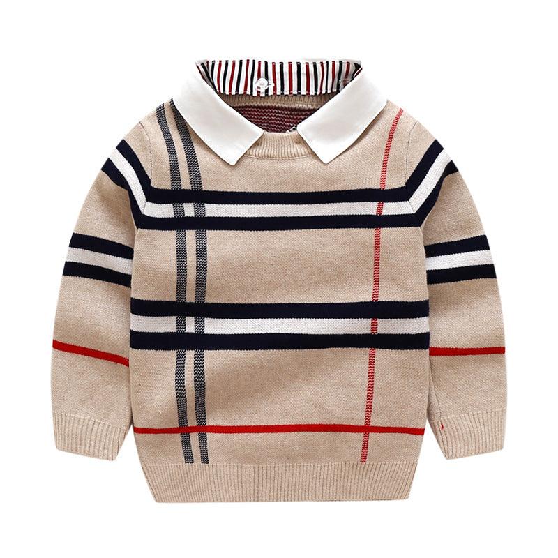 Boys plaid jacquard sweater - Amazitshop