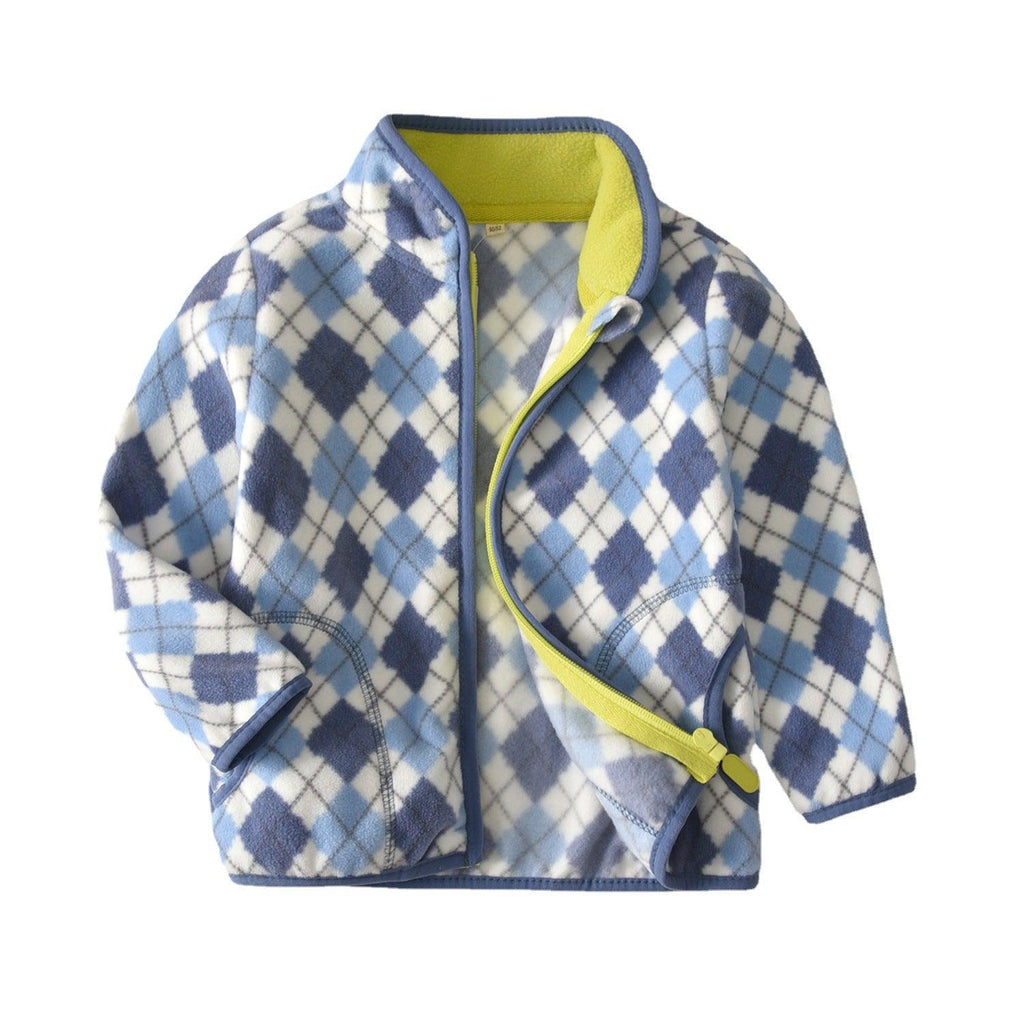 Boys' Polar Fleece Jacket Diamond Print Zip Top - Amazitshop