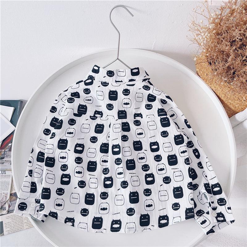 Boys Shirts Childrens Longsleeved Shirts Handsome Boys Cardigan Jackets - Amazitshop