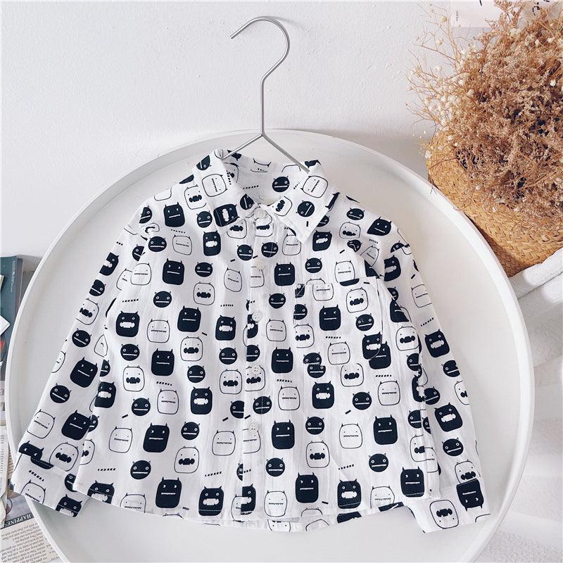 Boys Shirts Childrens Longsleeved Shirts Handsome Boys Cardigan Jackets - Amazitshop