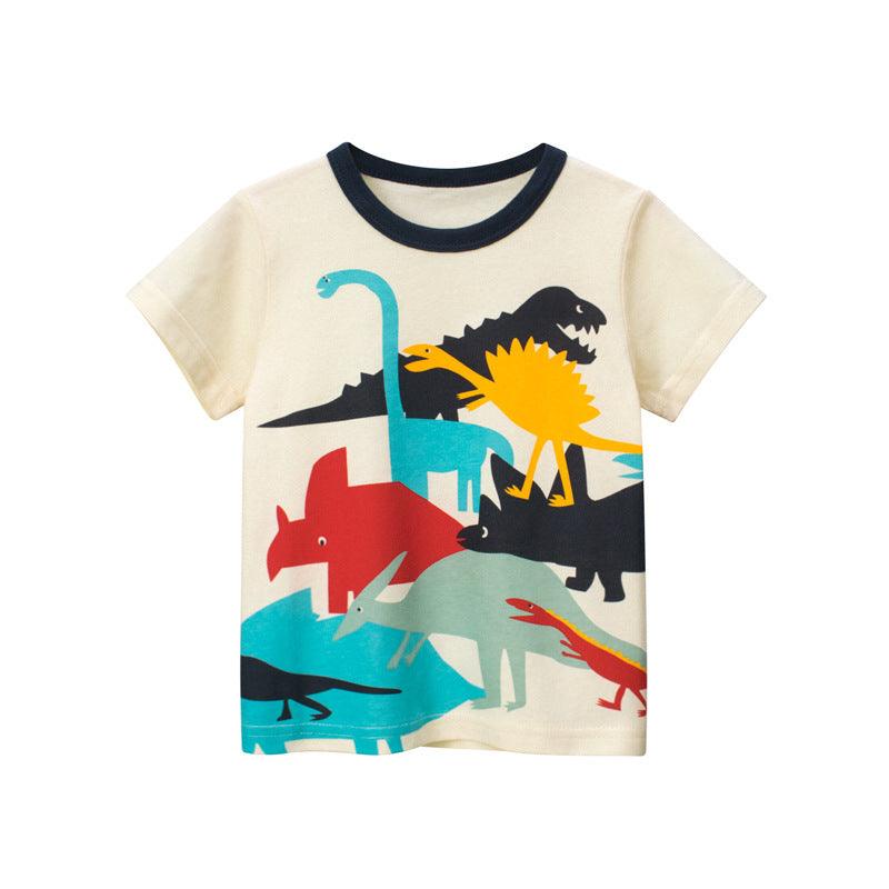 Boys Short Sleeve T-Shirt Kids Clothing Dinosaur Cartoon - Amazitshop