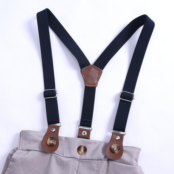 Boys Striped Romper Overalls Three Piece Set - Amazitshop