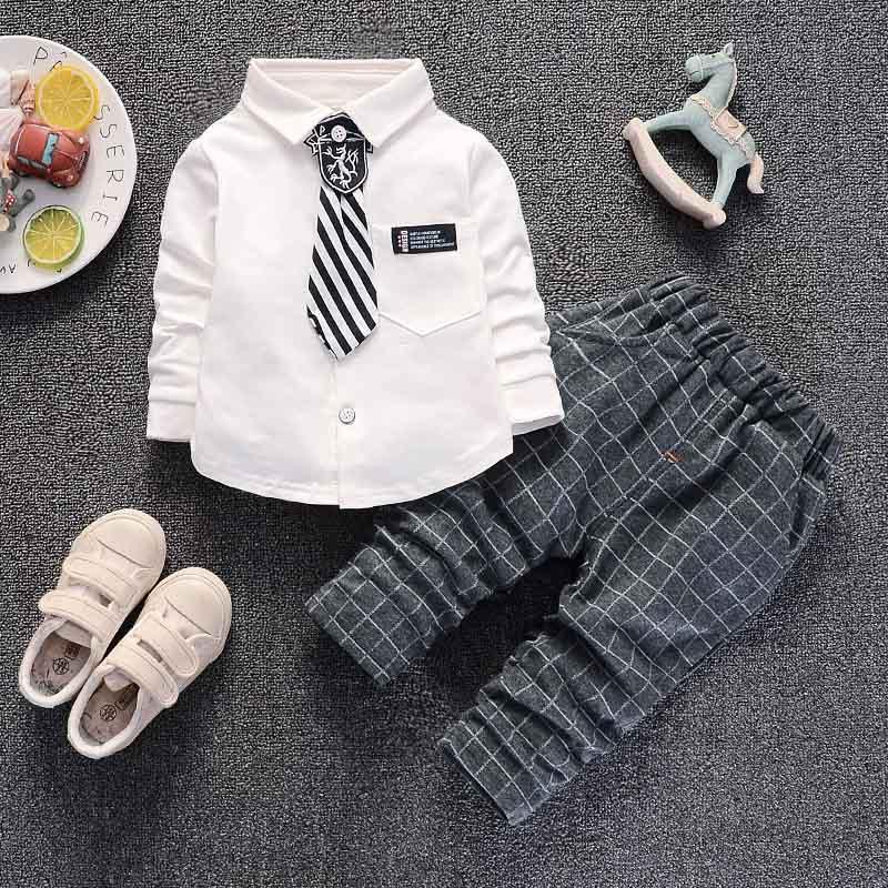 Boys' suit shirt tie two piece set - Amazitshop