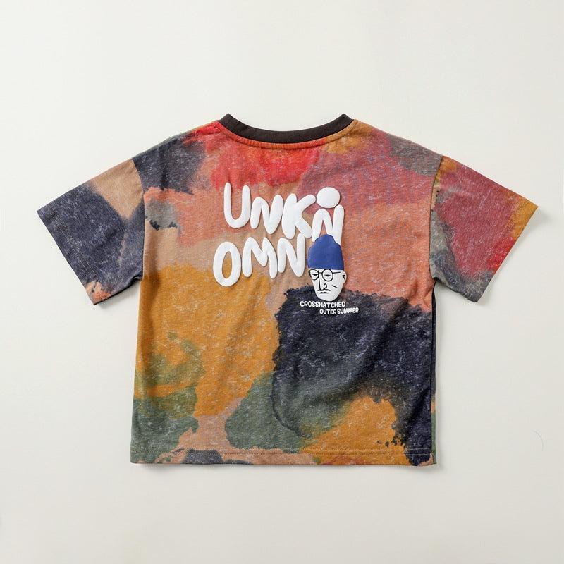 Boys' Tie - dyed Bubble Printed Short - sleeved T-shirt - Amazitshop