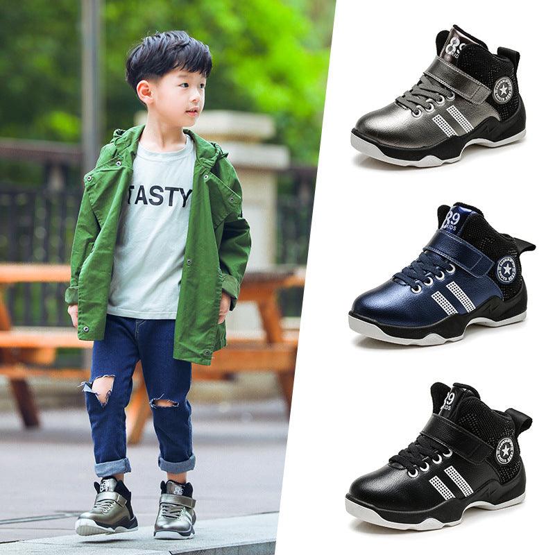Boys winter leather warm cotton sneakers - Amazitshop