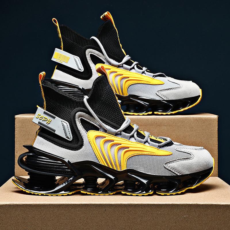 Breathable Fly Woven Mesh High - top Thick - soled Old Shoes Casual Sports Socks Running Shoes - Amazitshop