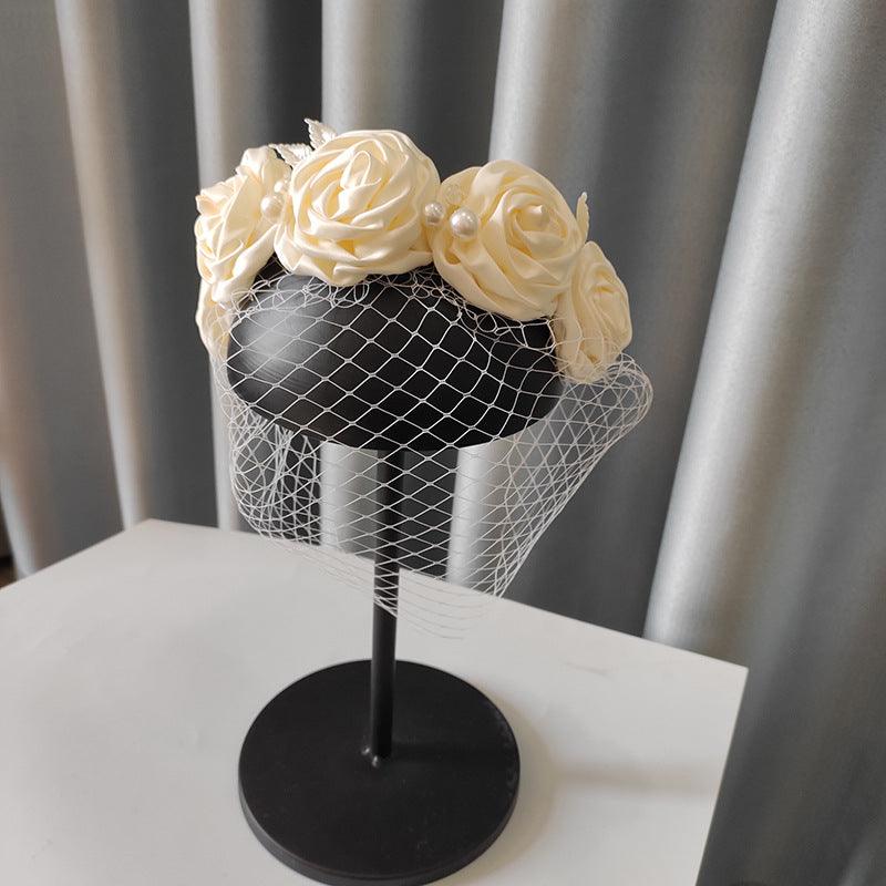 Bridal Large Flower Satin Veil Hair Hoop Headdress Wedding Dress With Accessories - Amazitshop