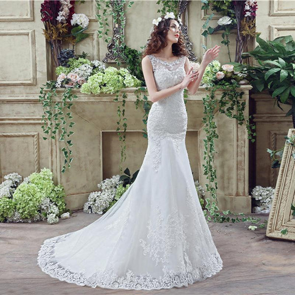 Bride Trailing Wedding Dress sexy Lace Mermaid Wedding DressW - Amazitshop