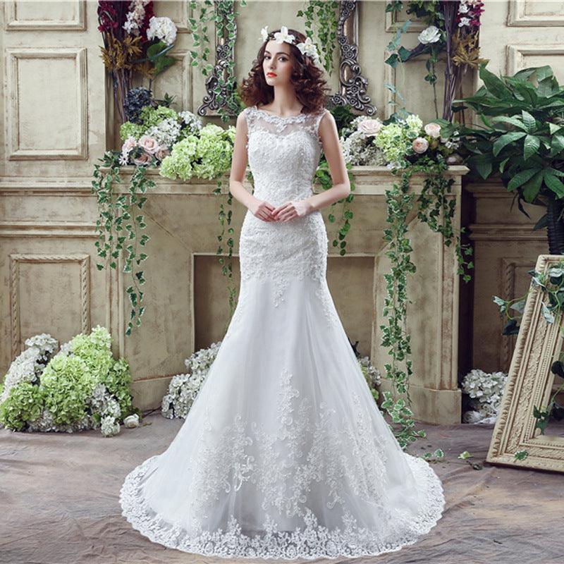 Bride Trailing Wedding Dress sexy Lace Mermaid Wedding DressW - Amazitshop