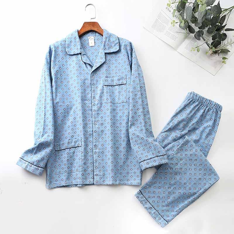 Brushed Cloth Long - sleeved Lapel Pajama Set - Amazitshop