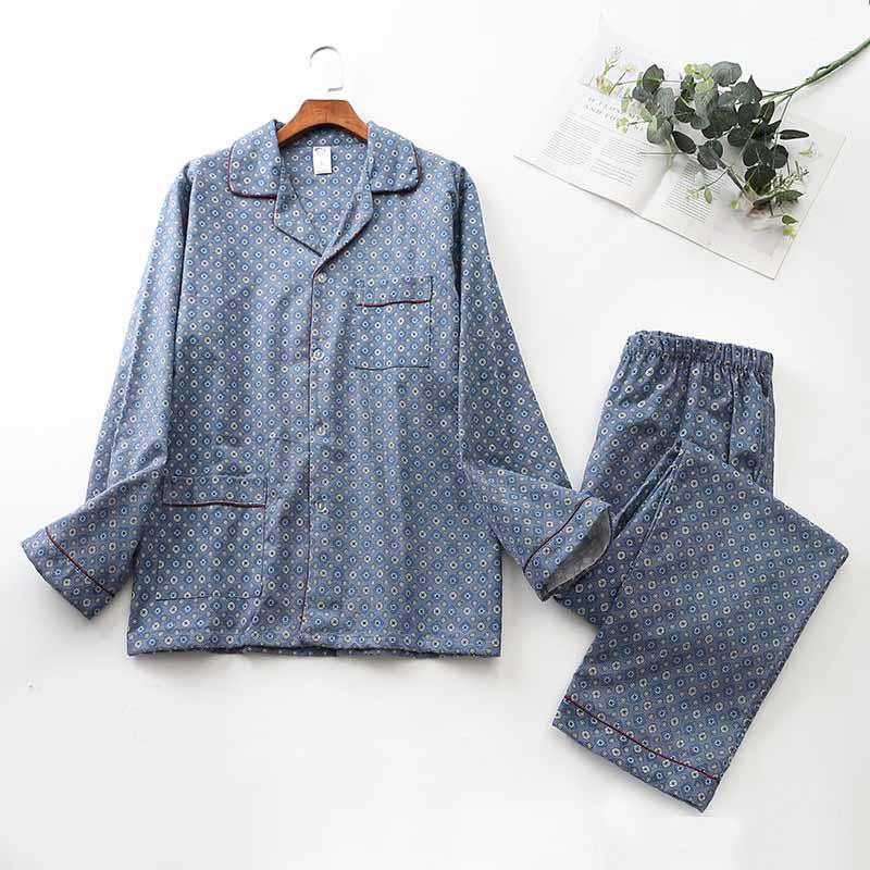 Brushed Cloth Long - sleeved Lapel Pajama Set - Amazitshop