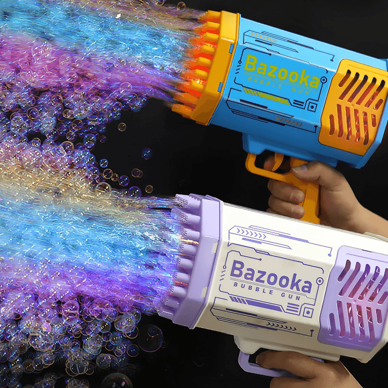 Bubble Gun Rocket 69 Holes Soap Bubbles Machine Gun Shape Automatic Blower With Light Toys For Kids Pomperos - Amazitshop